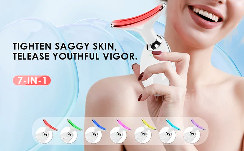 7 Colors Anti Wrinkle Facial Massager Neck Face Beauty Device Skin Tighten Facial Lift Device Reduce Double Chin Skin Care Tool